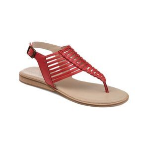 JOURNEE Womens Red Fishbone Traction Davis Wedge Leather Slingback Sandal 7 M